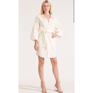 VERONICA BEARD Samy Linen Dress off-white belt mini knee length dress
